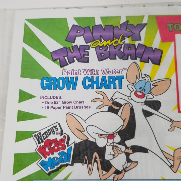 Pinky And The Brain 1997 Wendys Kids Meal Paint With Water Grow Chart - Picture 3 of 4